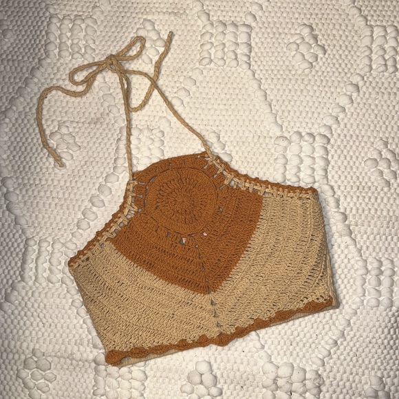 Tops - Crochet Halter crop top size xsmall never worn